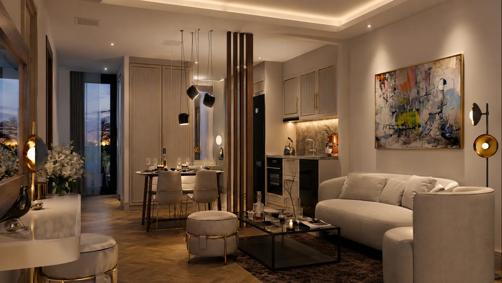 The living space looking towards the terrace