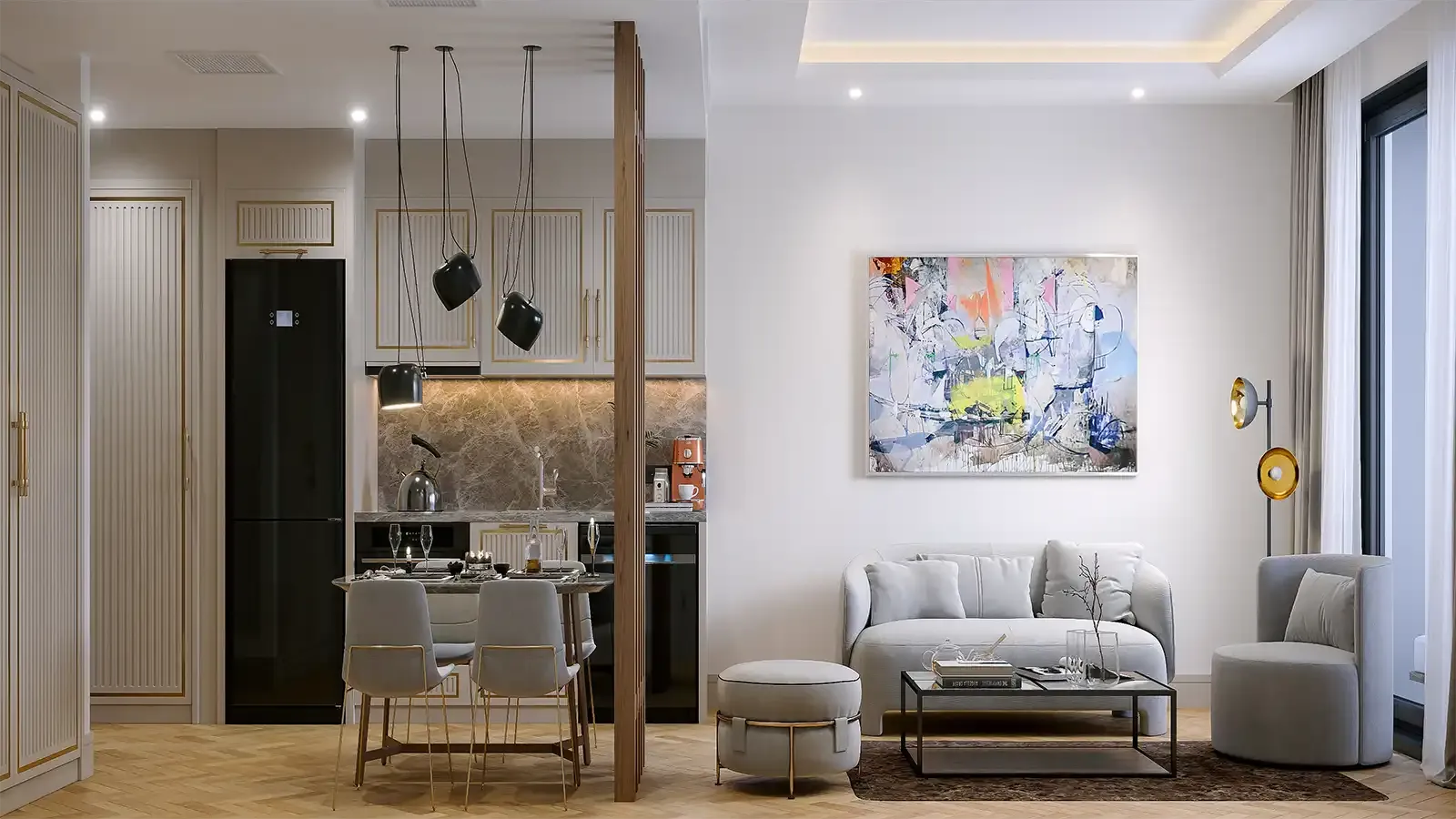 The living room from the hallway