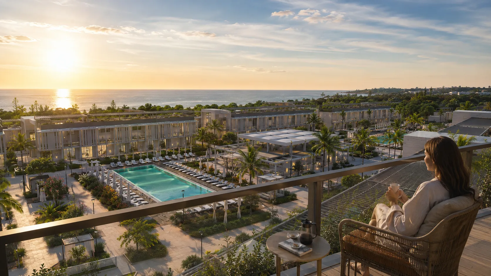 The view from the balcony out to the Mediterranean